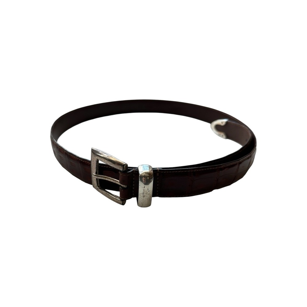 Bespoke Brown Genuine Crocodile USA Made Belt Mens Size 42 Dress Belt